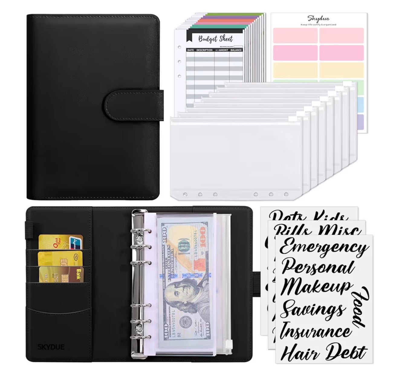 Solid color budget binders