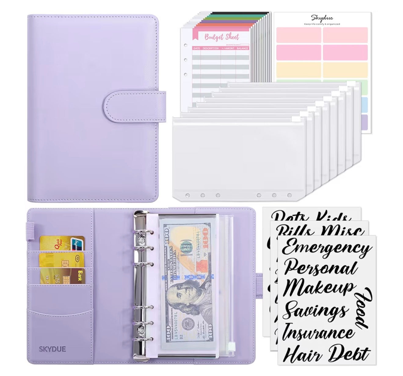 Solid color budget binders