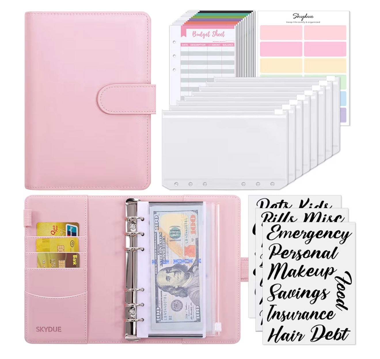 Solid color budget binders